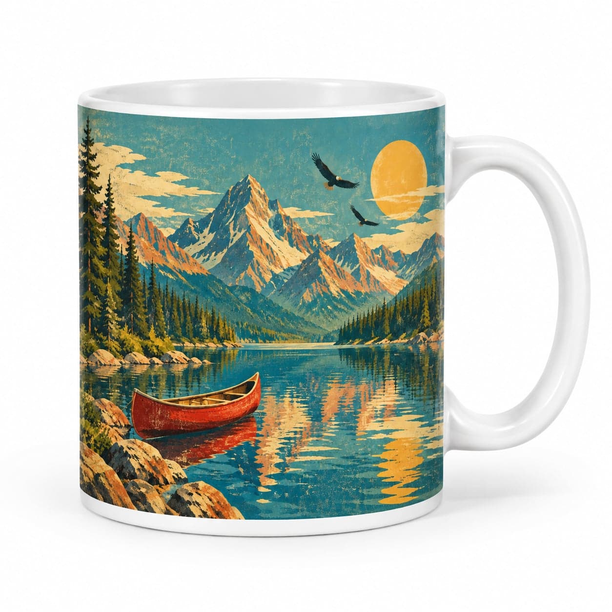 Vintage Mountain Lake Coffee Mug – Vintage Retro Ceramic Mug