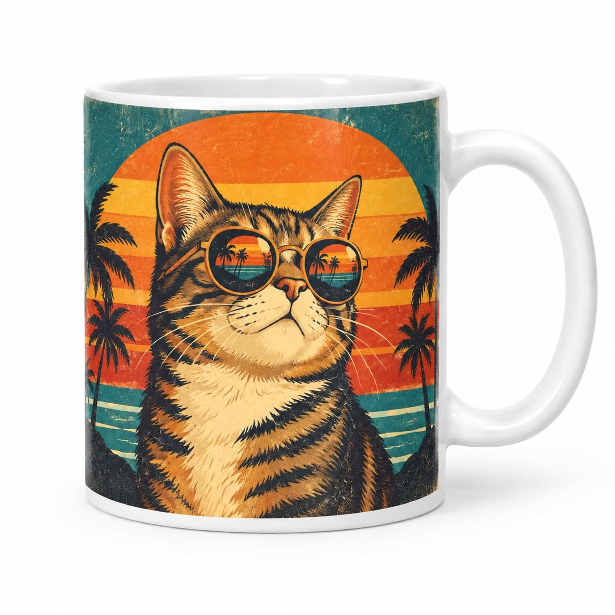 Retro Cat in Sunglasses Coffee Mug – Vintage Retro Ceramic Mug